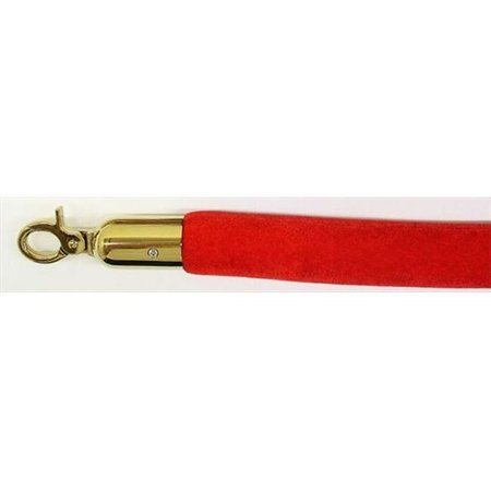 VIC CROWD CONTROL INC VIP Crowd Control 1655 72 in. Velour Rope with Gold Closable Hook - Red 1655